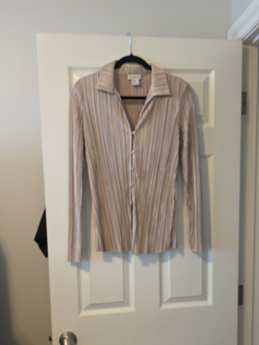 Rachel Zoe Beige and White Striped Button-Down Shirt